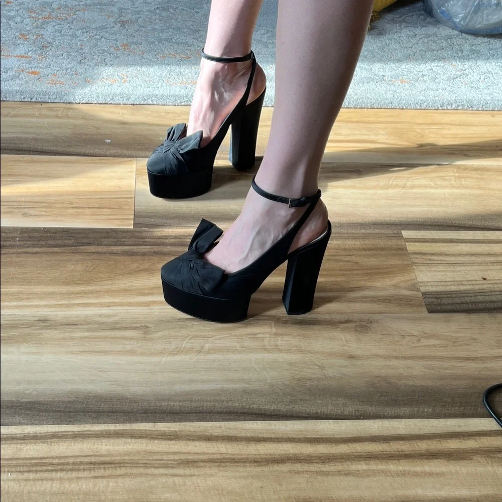 N21 Numero Ventuno Faille Seta 999 Nero Platform Heels EU 39 (US 8)‎ NWOT